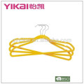 Well-known flocking plastic clothes hanger with notches and bar in yellow